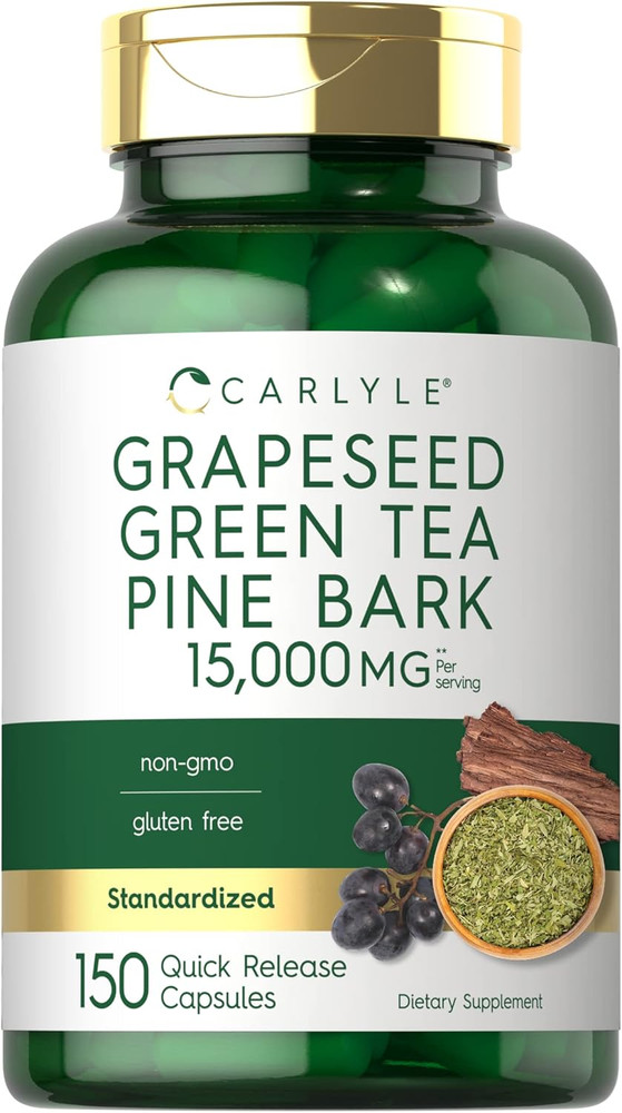 Grapeseed, Green Tea, Pine Bark 15,000Mg 150 Capsules, Non-Gmo Supplement