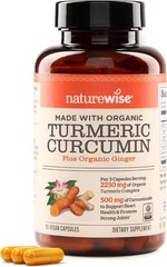 NatureWise, Organic Turmeric Curcumin – 90 Vegan Capsules – Exp 11/2027