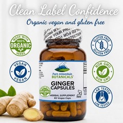 Ginger Capsules – 1000mg Organic Ginger Root – 90 Count – Kosher Vegan Non-GM…