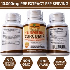 Premium Turmeric Curcumin Extract Pills 1000mg w/ Black Pepper Bioperine 60 Caps