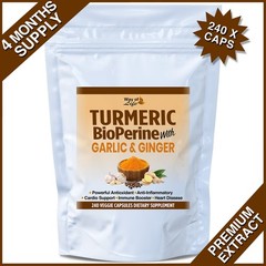 240 X CAPSULES TURMERIC BIOPERINE BLACK PEPPER GARLIC 95% CURCUMIN GINGER PILLS