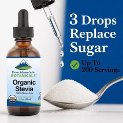 Pure Mountain USDA Organic Liquid Stevia Kosher Sugar Substitute 1oz Bottle
