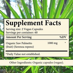 Organic Saw Palmetto Capsules – Urinary Tract & Prostate Health, Nourishes Hair