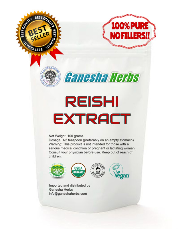 ORGANIC GANODERMA REISHI MUSHROOM POWDER 50:1 EXTRACT – 100% PURE NO FILLERS!!