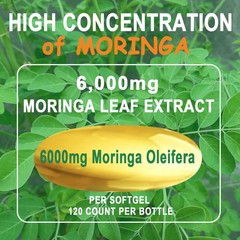 Moringa Softgels, Organic Pure Oleifera Leaves 120 Count (Pack of 1)