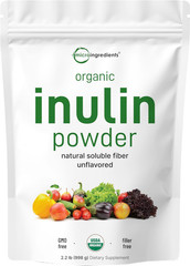 Organic Inulin FOS Fiber Powder, 2.2 lbs | Quick Water-Soluble Prebiotic | Natur