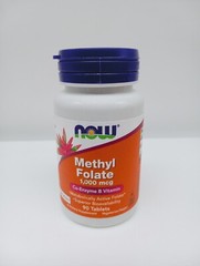 Now Foods Methyl Folate 1000 mcg 90 Tablets Co-Enzyme B Vitamin Exp 8/26