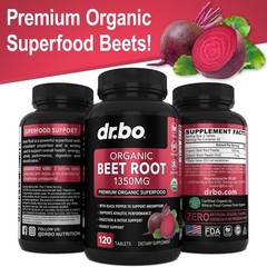 Organic Beet Root Capsules Supplements – 1350mg 120 Count (Pack of 1)