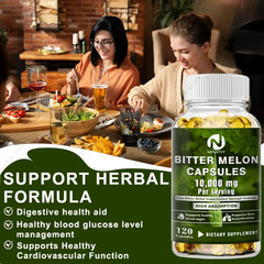 [25:1 Potent Extract] Bitter Melon Capsules – 120 Veggie Caps (10,000Mg Equivale