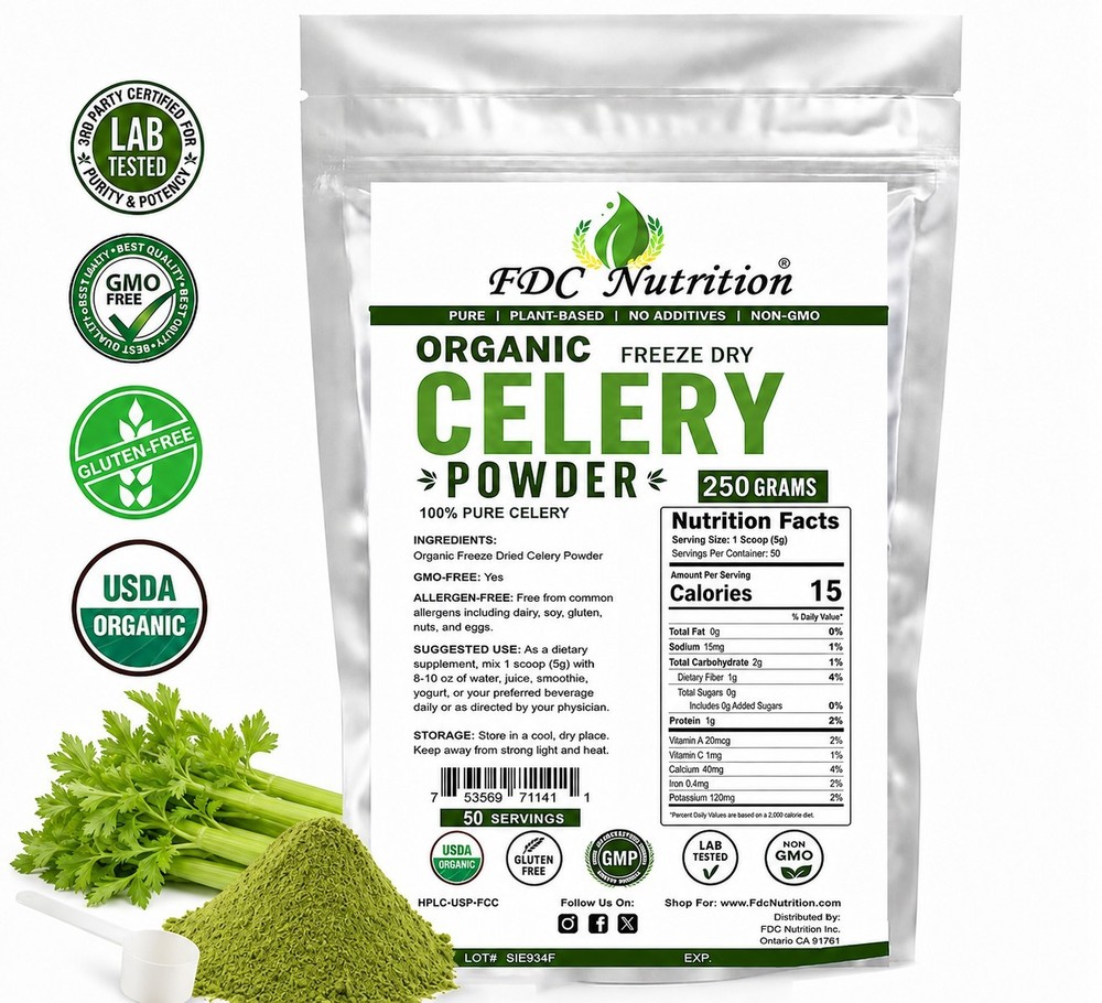Organic Celery Powder 250g Freeze Dried Pure Natural Non-GMO Gluten Free
