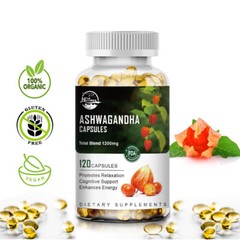 1200mg Ashwagandha Capsules – 120/240/480 Pills – Anxiety,Stress,Immune Support