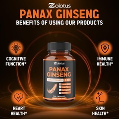 Zolotus Korean Red Panax Ginseng + Ginkgo Biloba, 120 Count (Pack of 1)