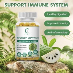 Soursop Graviola Capsules Leaf & Fruit Extract 120 Capsules High Potency 1000mg