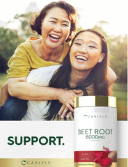 USDA Organic Extra Strength Beet Root 20:1 Extract 8000 mg Strength 120 Capsules