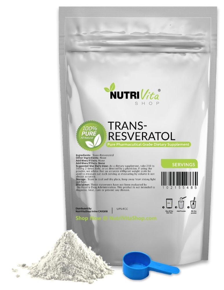 2 Months Supply 100% PURE Trans Resveratrol Anti-Aging Powder KOSHER/USP GRADE