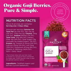 Navitas Organics Goji Berries—Organic Non-GMO, Sun-Dried,8 oz.Bag,8 Servings
