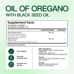 NEW VivoNu Oil of Oregano with Black Seed Oil Softgels 6000mg 300 Count