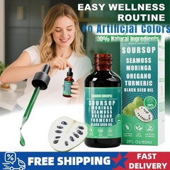 Soursop Pure Liquid Drops 10 in 1 with Sea Moss, Seed Turmeric, Black Moringa,