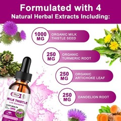 2 Bottles Milk Thistle Liquid Drop,Dandelion Root,Liver Cleanse Immune Support