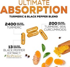 Turmeric Curcumin 2400mg Curcuminoids & BioPerine Black Pepper Supplement