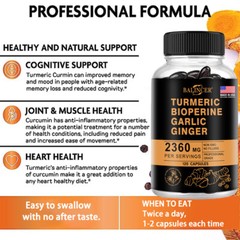 Turmeric Curcumin Highest Potency 95% 2360mg with BioPerine Garlic Ginger