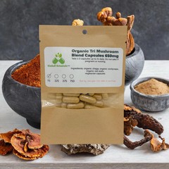 Organic Tri Mushroom Blend, Cordyceps Chaga and Reishi Mushrooms 500mg and