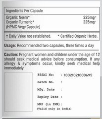 H&C Herbal Neem & Turmeric Capsules 120 Veg Caps 450mg | Immunity & Skin-2 Pack