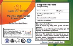 Black Pepper 20:1 Extract Powder Piperine Piper Nigrum Pure No Fillers