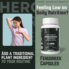 Heroot Fenugreek Seed Capsules 1000mg | Herbal Powder Capsules | 60 Count