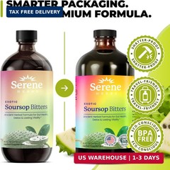Serene Herbs Soursop Bitters Liquid with Soursop Leaves for Gut Cleanse, Detox &