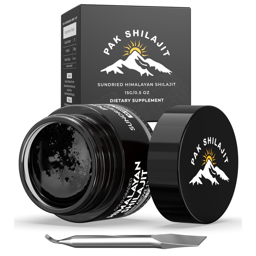 PakShilajit® Gold-Grade Shilajit Resin 15g – 84+ Minerals, 45–70 Days Sun-Dried