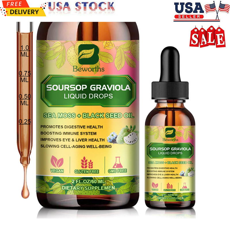 60ml Soursop Graviola Liquid Drops Antioxidant Detox Kidney Bowel Health