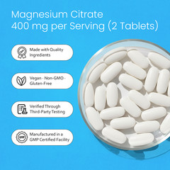 Magnesium Citrate 400mg elemental magnesium 120 tablets vegan