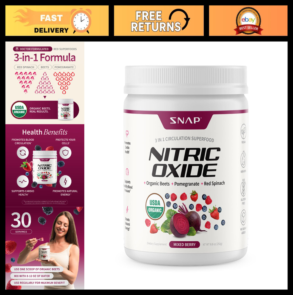 USDA Organic Beet Root Powder – Nitric Oxide Booster, Pomegranate & Red Spinach,