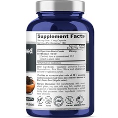 NusaPure Full Spectrum Black Cumin Seed Extract 4500mg 180 Veggie Powder Caps