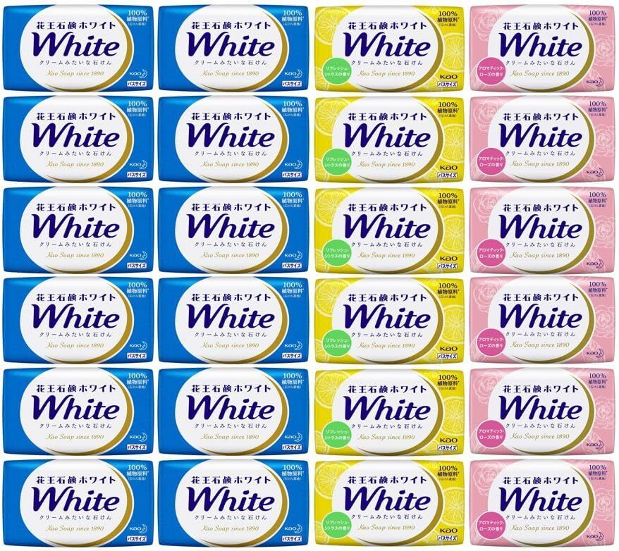 Kao White Solid Soap 130g Assorted set of 3 scents, 24 pcs. A