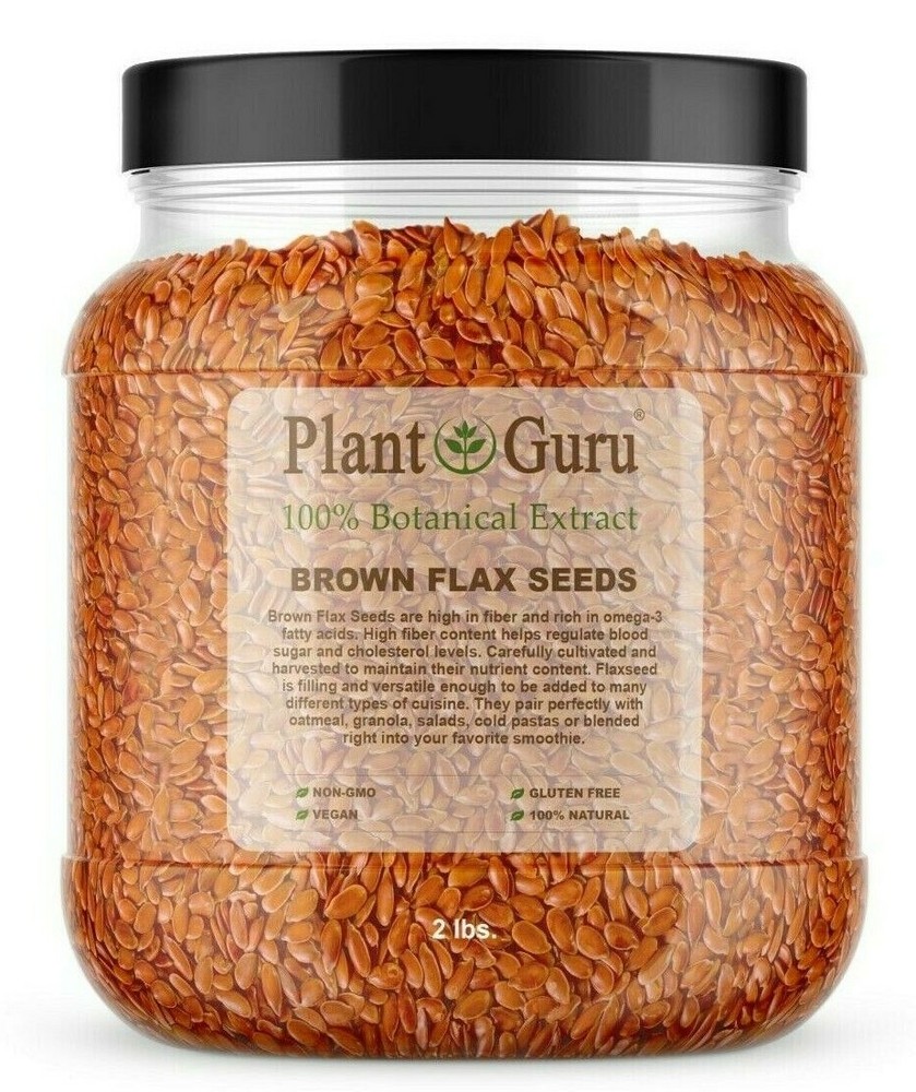 Brown Flax Seeds Whole 2 lbs. Jar Bulk NON GMO 100% Pure Linseed Flaxseed