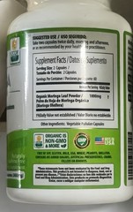 Moringa Capsules By Pura Vida | 120 Organic 100% Pure Leaf Powder Capsules 500mg