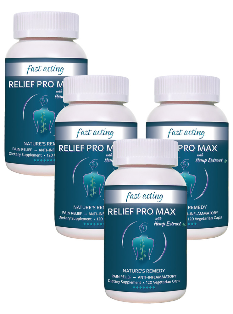 Relief Pro MAX – Maximum Inflammation and Pain Relief – (4 bottles 120 Caps)