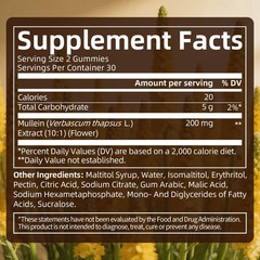 3X Mullein Leaf Gummies 200mg Support Respiratory System Health Lung Cleansing