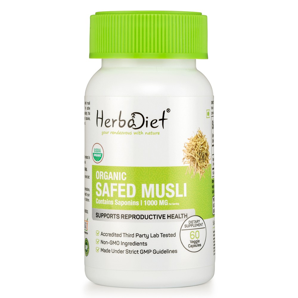 Organic Safed Musli White Capsules Chlorophytum Borivilianum Sexual Health