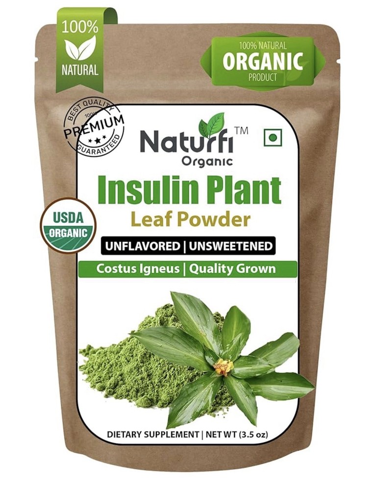 Naturfi Organic Insulin Plant Leaf Powder (Costus Igneus) 100% Natural 100 Grams