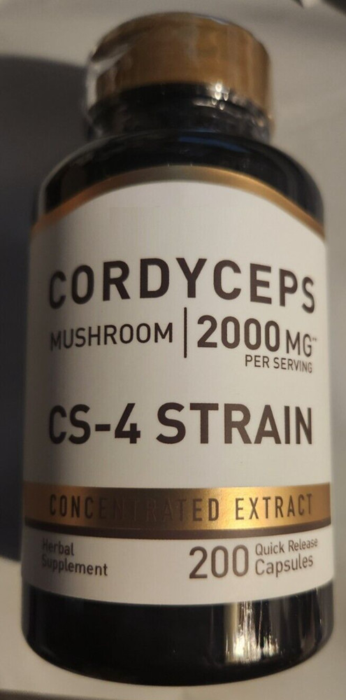 Cordyceps Sinensis Capsules 2000mg 200 Caps Mushroom CS-4 Strain Non GMO