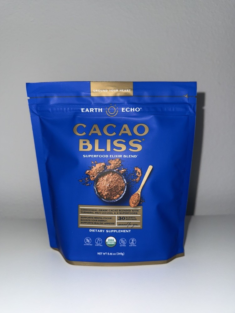 1 Pack – Earth Echo Cacao Bliss – Super food Elixir Blend 8.46 oz