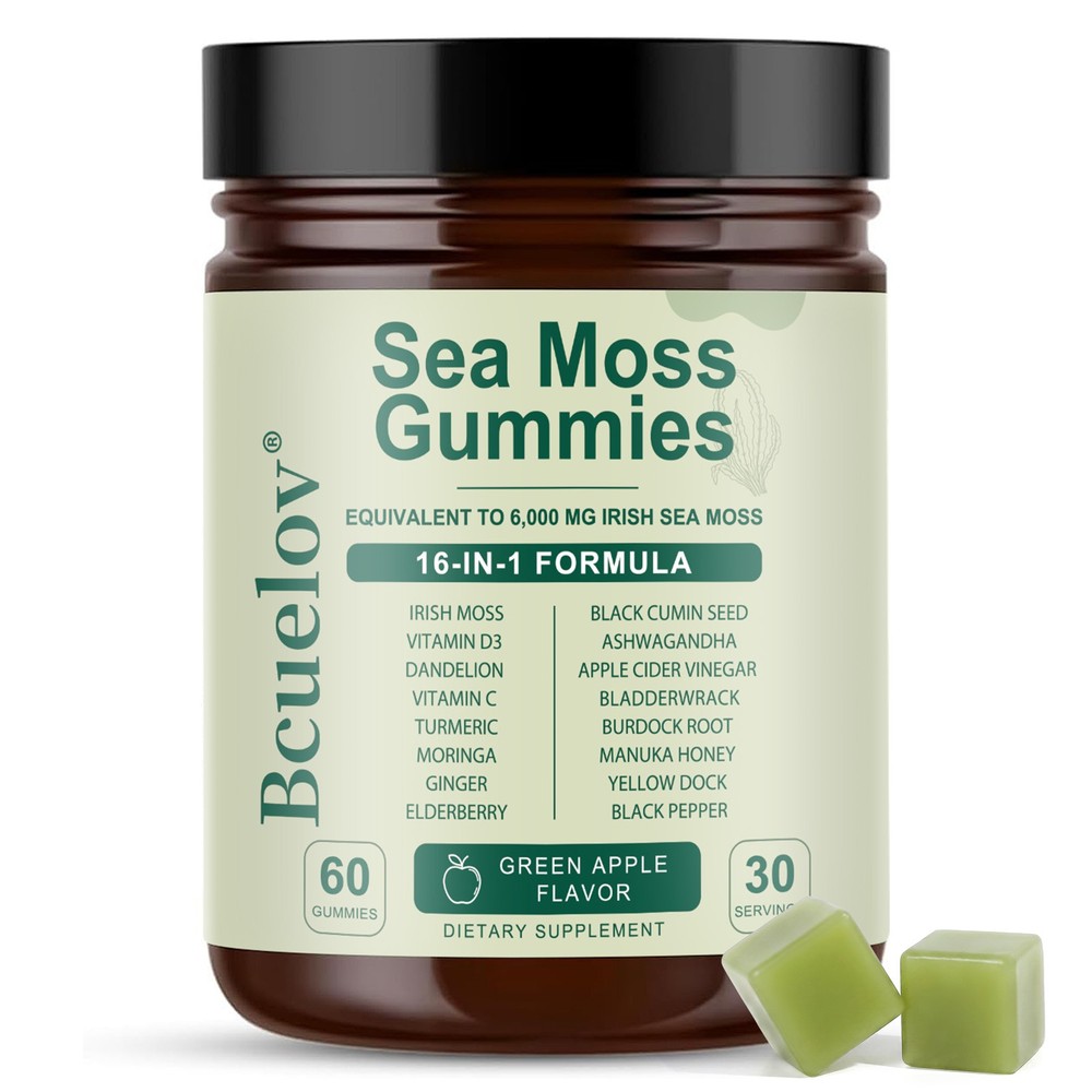 16-In-1 Formula, Sea Moss Gummies, 60 Count, Vitamin C D, Daily Botanical Blend