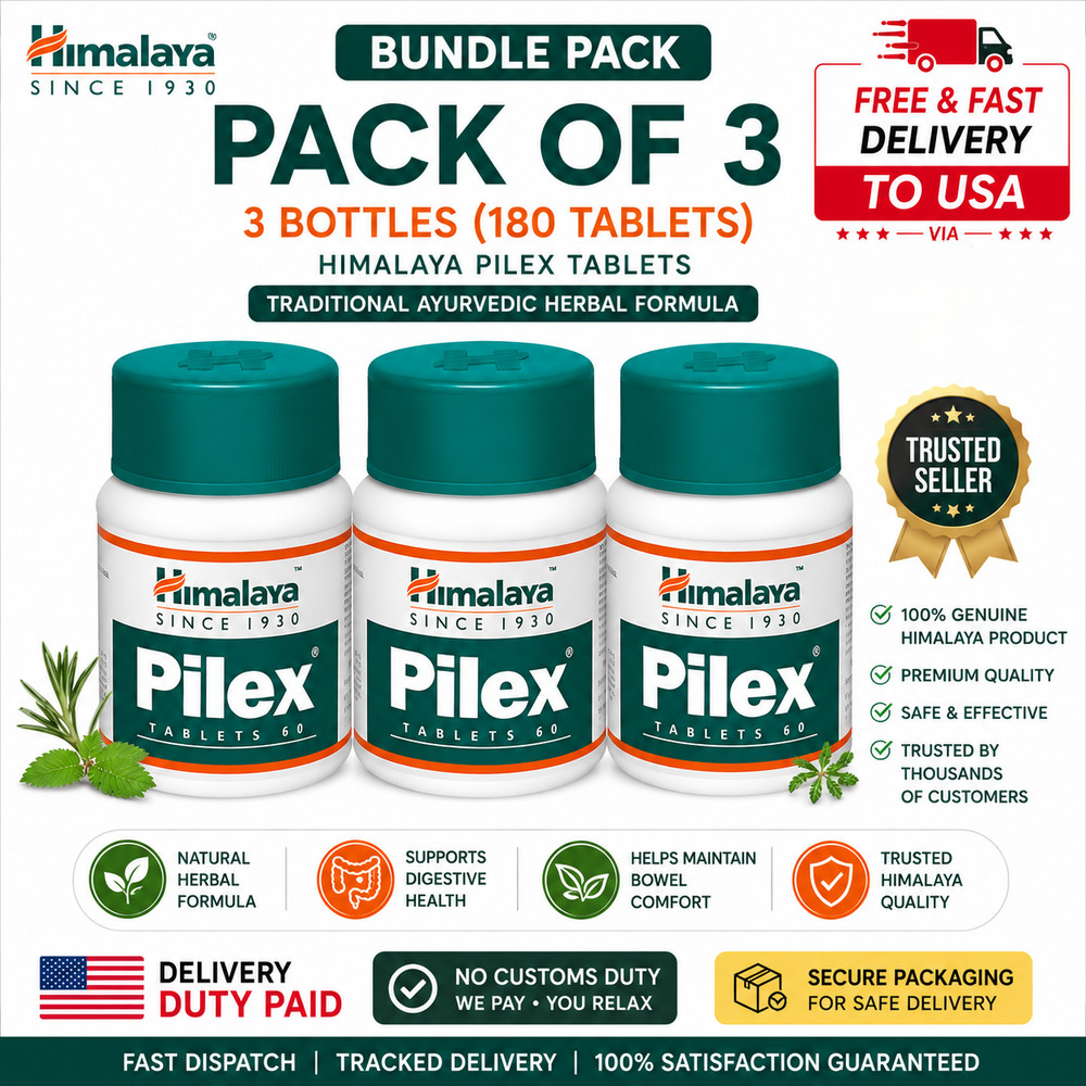 Himalaya Pilex Herbals 3 X 60 Tabs for HEMORRHOIDS PILES Support -DDP PAID USA