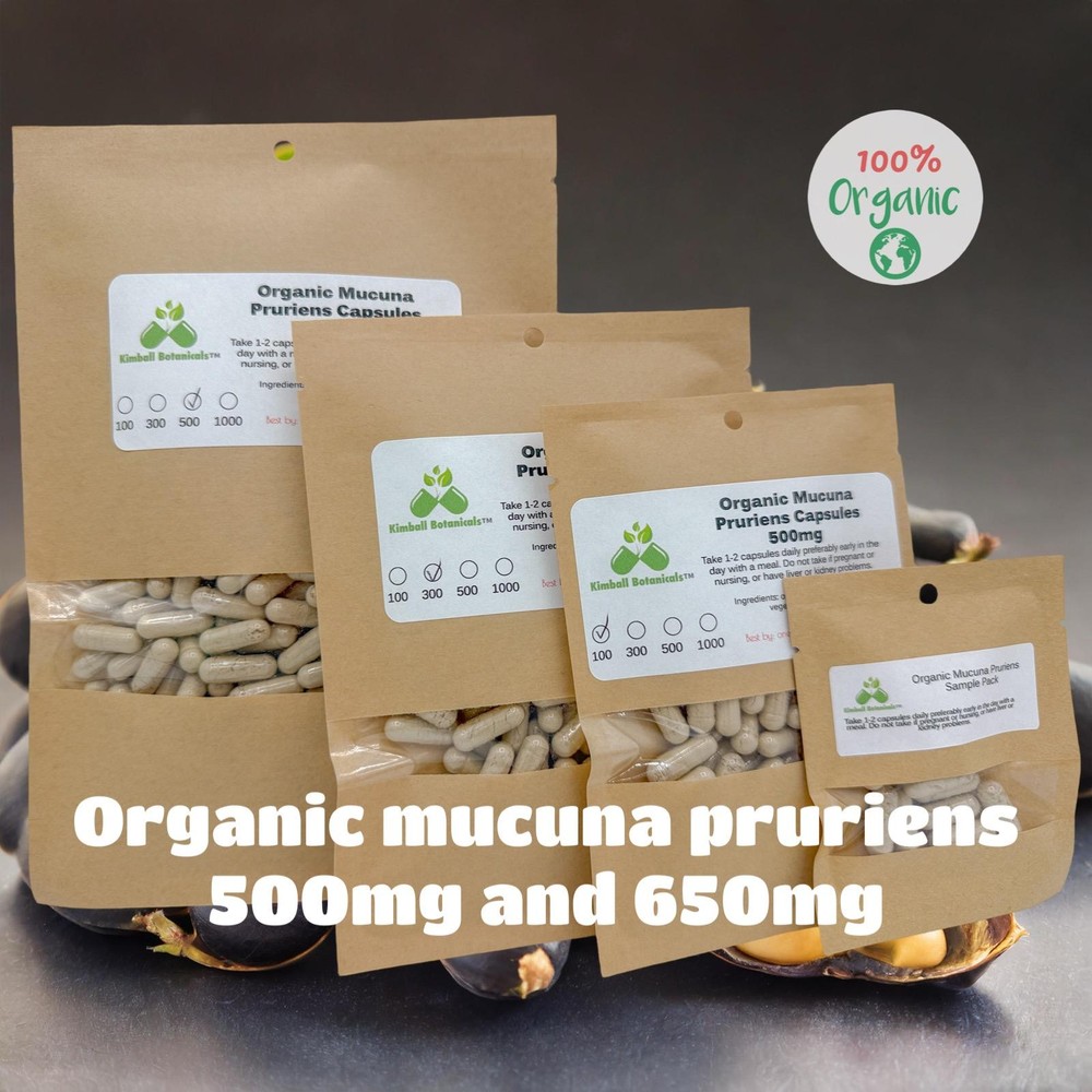 USDA Certified Organic Velvet Bean (mucuna pruriens) 500mg or 650mg vegetarian