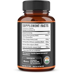 Zolotus Korean Red Panax Ginseng + Ginkgo Biloba, 120 Count (Pack of 1)