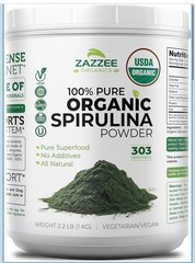 ❤️Zazzee Organic Spirulina Powder 2.2 Pounds (1 KG) 100% Pure Non-GMO USDA