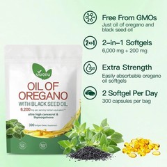 3PACK Aceite De Oregano En 300 Capsulas Con Carvacrol Timol Black Seed Oil 6000
